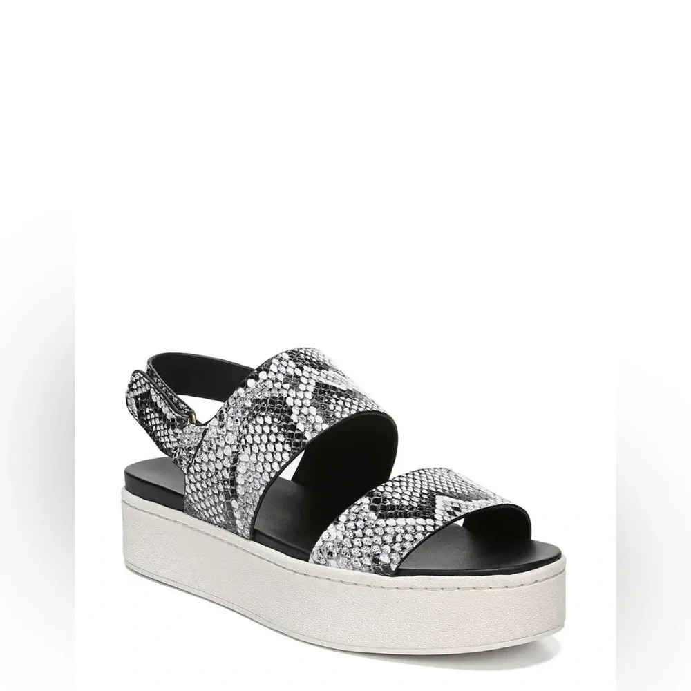 Vince Westport Wide Leather Snake Embossed Strap Platform Sanda eu 39